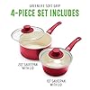 GreenLife Soft Grip 1QT and 2QT Saucepan Set, Healthy Ceramic Nonstick, Non Toxic PFAS & PFOA-Free, Dishwasher Safe, Glass Lids, Stay-Cool Handles, Easy Clean Cookware, Kitchen Essentials, Red #2
