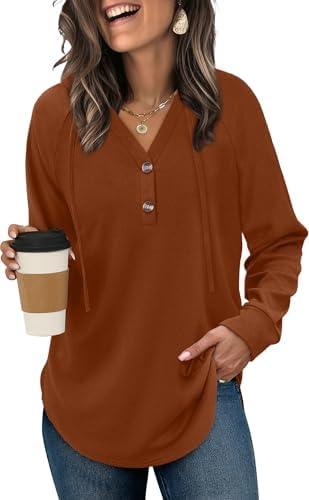 OFEEFAN Womens Hoodies Pullover Sweaters Tunic Tops for Women Loose Fit Dressy Oversized Sweatshirt with Buttons