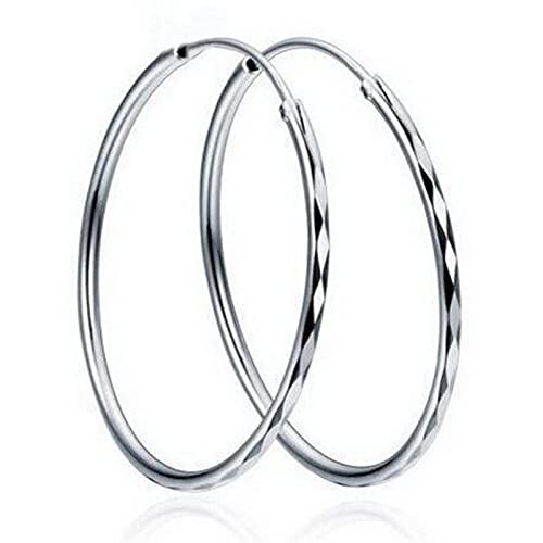 NFEGSIYA Pendientes de aro Grandes Pendientes de aro de Plata Pura S925 for Mujeres 30/40/50 / 60mm Great Circle Arear (Metal Color : 60mm in Diameter)