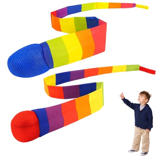 ZocRjvN Regenbogenball, 2 Stück Flummi Mit Schweif Für Gartenspiele Für Kinder, Tiefblau Und Rot, 95cm Oxford-Stoff Bälle Zur Förderung Der Hand-Auge-Koordination, Ideal Für 3-8 Jahre Alte Kinder
