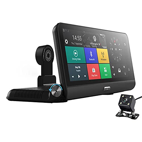 RSGK Grabador De Conducción, Visión Nocturna Gran Angular De Camión Full HD 1080P 140 °, Sistema Android 8.1, 2 + 32G, Grabación Dual HD Bluetooth, WiFi, Navegación 4G