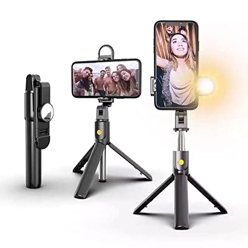 Anvirtue 6 In 1 Wireless Bluetooth Selfie Stick Wireless Bluetooth Foldable Mini Tripod With Fill Light Shutter Remote Control For Ios Android (Black) #TOP6