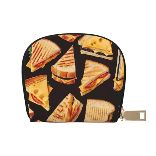 Cheese Sandwiches Printed Credit Card Wallet for Women Men Cute Zipper Card Cases Holder Mini Coin Purse with 12 Card Slots