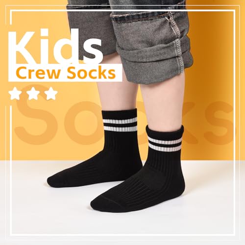Jspupifip 6 Pairs Children Cotton Socks Boys Crew Socks Kids Sports Striped Girls Boys Cotton Socks School Athletic Socks4