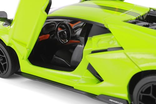 Lamborghini Revuelto Hardtop escala 1:24 verde con rayas negras miniatura 7