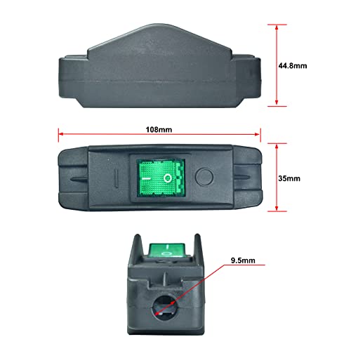 Filshu 30A 125/250Vac Heavy Duty Inline Cord Switch Large Current In-Line On/Off Rocker Switch With Green Light #TOP3