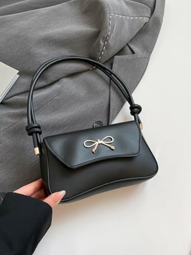 SweatyRocks Women's Knotted Top Handle Bow Shoulder Bags Leather Underarm Purses Handbags2