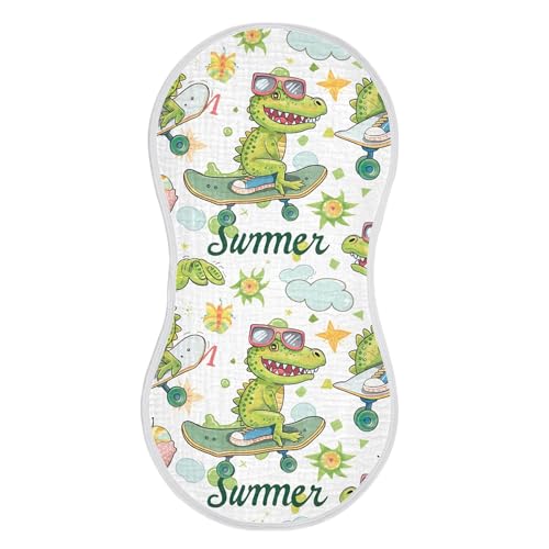 xigua Cartoon Alligator Baby Burp Cloths for Newborn Boys and Girls 2 Pack, Soft & Absorbent Cotton Baby Burp Cloth, Baby Washcloths, Newborn Towel, Burp Rags