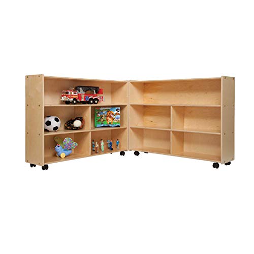 Contender Fully Assembled Mobile Folding Supersized Toy Organizer, Bookcase, Craft & Supplies Storage Unit For Classroom, Daycare, Home [ Made In Usa] #TOP1