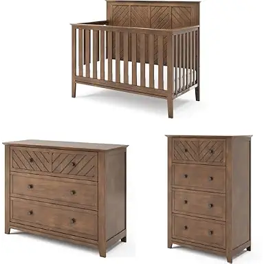 Child Craft Atwood Design 4-in-1 Convertible Baby Crib Nursery Furniture Set, Baby Bed, 3 Drawer Dresser and Chest Drawer, for Babies, Toddlers and Kids Bedroom (3 Piece - Cocoa Bean Brown)
