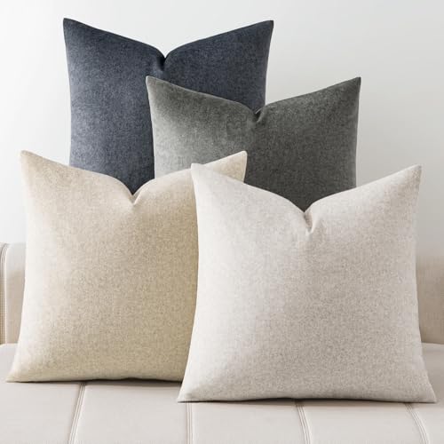 a moment Waterproof Throw Pillow Covers Set of 4,18x18 Inch Outdoor Stain Resistant Pet Friendly Pillowcases Cushion Covers for Patio Sofa and Living Room,Soft Charcoal