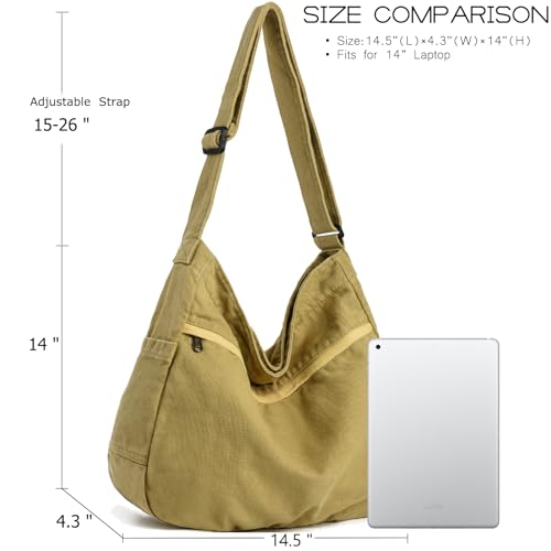 Image of Canvas Hobo Crossbody Shoulder Tote Bag for Women and Men Large Purse Messenger Bag Travel Work Shopping