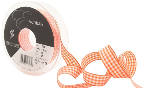 Berisfords Nastro con Motivo a Quadri, Arancione