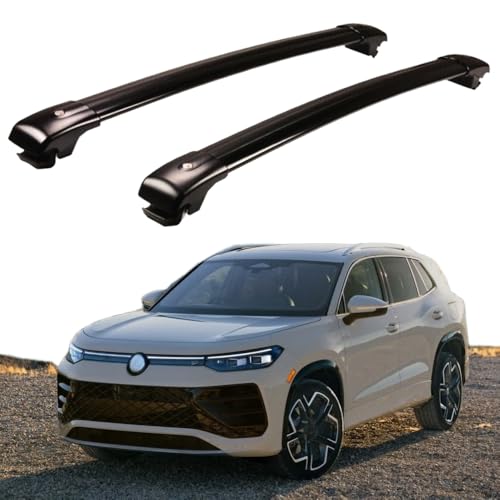 TINIANHHCT Cross Bars Roof Rack Lockable Fits for VW Tiguan 2025 2026 2027 Aluminum Crossbars Cargo Carrier（Black