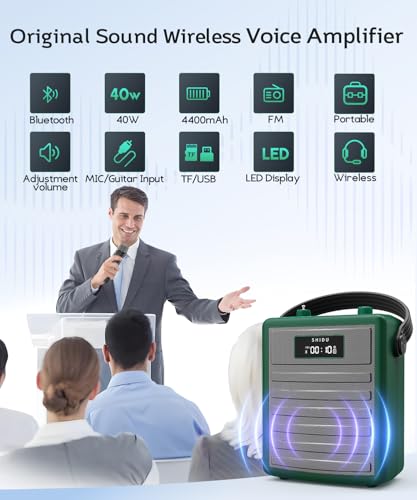 40W Powerful Wireless Voice Amplifier for Teachers, Bluetooth Speaker PA System Karaoke Machine, Portable Speaker with Microphone Support BT/USB/TF Card/Aux/Guitar — view 2