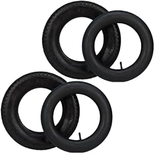 Relaxdays Wheelbarrow Wheel with Tube, Set of 2 Spare Tyres, 3.25-8 Inches, Pneumatic Tyres, for Wheelbarrow, up to 154 kg, Black