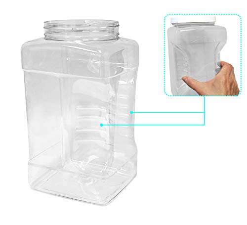 Ljdeals 1 Gallon Clear Plastic Storage Containers Grip Jars, Wide Mouth Square Canisters, Pack Of 2, Bpa Free, Food Safe, Made In Usa #TOP4