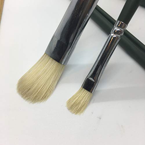 Xdt#6385 Filbert Artist Paint Brush 6 Piece Set Medium Stiff Hog Bristle Extra Long Handle #2#4#6#8#10#12, Acrylic Oil Watercolor #TOP6