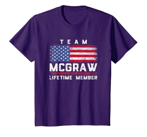 McGraw Family Name - Team McGraw Lifetime Member T-Shirt, Youth, Purple, Small