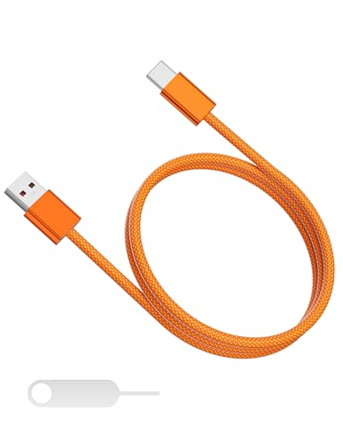 Image of ACAGET Type C Cable for iPhone 17 Pro Max Air 16 15,18W 3A USB A to USB C Cable for Apple CarPlay & Android Auto, 1M Length Charging Cord for iPad Pro, iPad A16 /10 /Air, Galaxy S25 S24 S23 A56, Orange