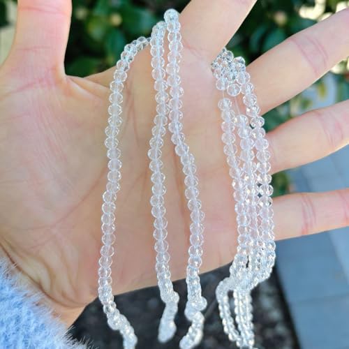 Image of 500pcs Czech Faceted Rondelle Crystal Glass Beads 4mm Small Tiny Bulk Crystal Clear