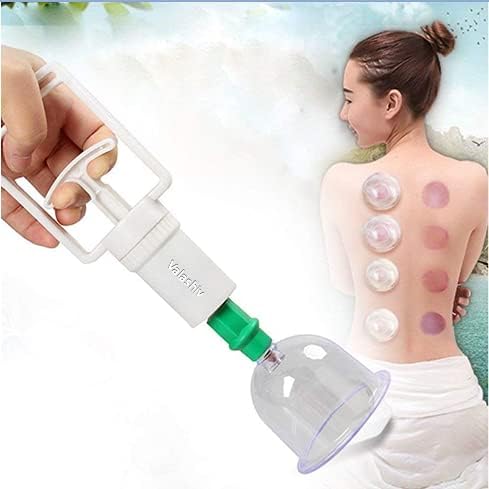 Vacuum Cupping Set 6 PCS Kit Pull Out a Vacuum Apparatus Therapy Relax Massagers Curve Suction Pumps(White and Transparent)
