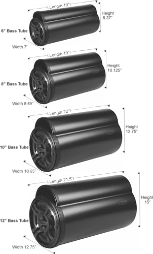 Image of Bazooka MBTA8250D Marine 8-Inch 250 Watt Pre Loaded Bass Tube | Marine Trademark Bass Tubes enclosure, 250 watt Class D amp, UV salt fog certified, 8 inch