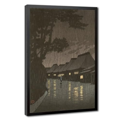 Toile Rain at Maekawa Kawase Hasui - Impression haute définition 61 x 91,4 cm