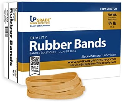Upgrade Office Supply UPG22964 Rubber Bands, Size #64 (3-1/2" x 1/4"), Natural Crepe, Made in USA (4 Oz Box)
