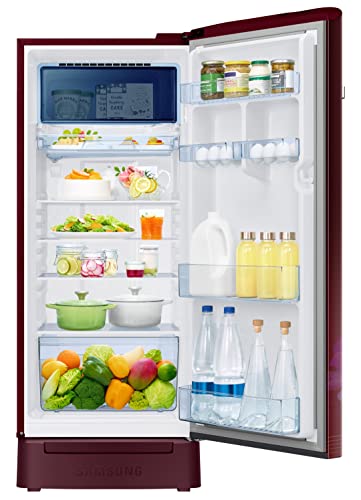 Image of Samsung 215L 3 Star Inverter Direct-Cool Single Door Digi-Touch Refrigerator Appliance (RR23C2F23HT /HL,Hydrangea Plum) Base Stand Drawer