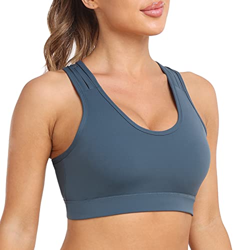 Luvrobes High Impact Sports Bra For Women Molded Cup Criss Cross Back Wirefree No Bounce Workout Gym Fitness Running(Haze Blue,S) #TOP4