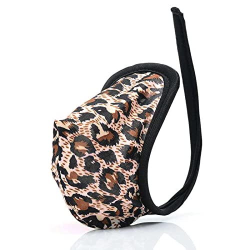 Mens C-String Bulge Pouch Underwear Underpants Invisible Bikini Briefs Open Hole Sissy Panties Thongs D One Size Leopard