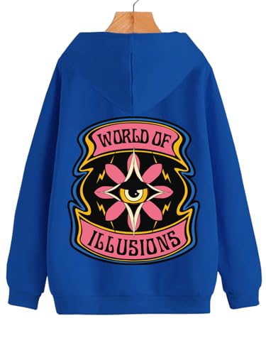 Image of Veirdo Cotton Fleece Regular Fit Full Sleeve Hooded Sweatshirt Front and Back Graphic Printed Jumper Hoodie for Men