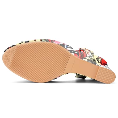 Image of Women's Dressy Platform Wedge Sandals Gold Wedges Peep Toe Patent High Heels Slingback Heeled Comfortable Ankle Strap Shoes