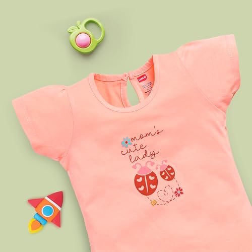 Image of LuvLap Baby Girls Regular Fit 100% Cotton Half Sleeves Girls Top CoSet Pack of 3