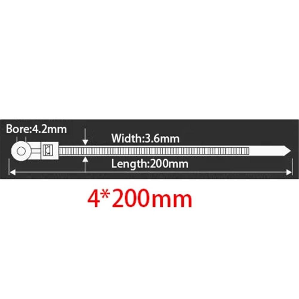 Fascette stringicavo in plastica e nylon, con foro di montaggio a vite, fisso, autobloccante, fascette (41 pezzi, 4 x 200 mm)