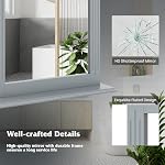 Tangkula Miroir mural de salle de bains avec plateau, miroir rectangle sur évier, miroir de vanité suspendu pour la chambre à coucher salle de toilettes, miroir mural concise moderne (gris)