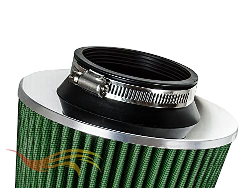 Green 3" 76 Mm Inlet Cold Air Intake Cone Replacement Quality Performance Washable Clamp-On Dry Air Filter #TOP4