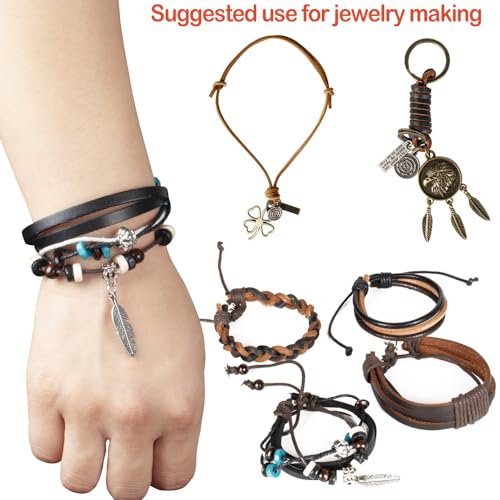 LolliBeads (TM) 3mm Flat Genuine Leather Cord Braiding String Light Brown (5 Yards)