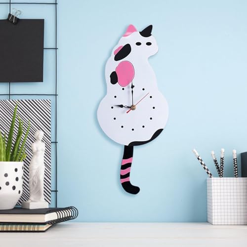 Gato reloj de pared con cola oscilante que alegra tu hogar 4