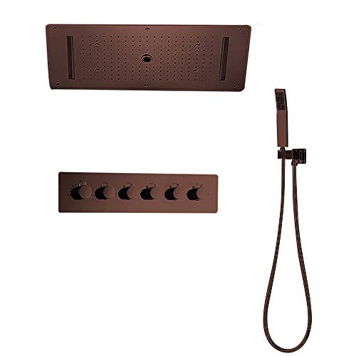 Fontana Showers Amazing Relaxation Wide Ceiling Led Shower Head With Hand-Held Shower - Fs9541 Elegant Design Ceiling Mount Rectangular - Six Handle Fixed Support Brass Material Water Flow- 15-70 L/M #TOP4