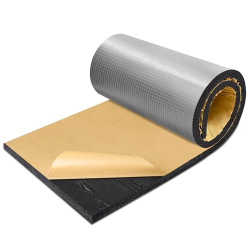 TroyStudio Sound Proof Closed Cell Foam, Self-Adhesive 13" x 39" Heat Shield Acoustic Rubber Foam Sheet - Waterproof Noise Vibration Thermal Insulation Roll for Home, Car, HVAC, Pipe, Machine
