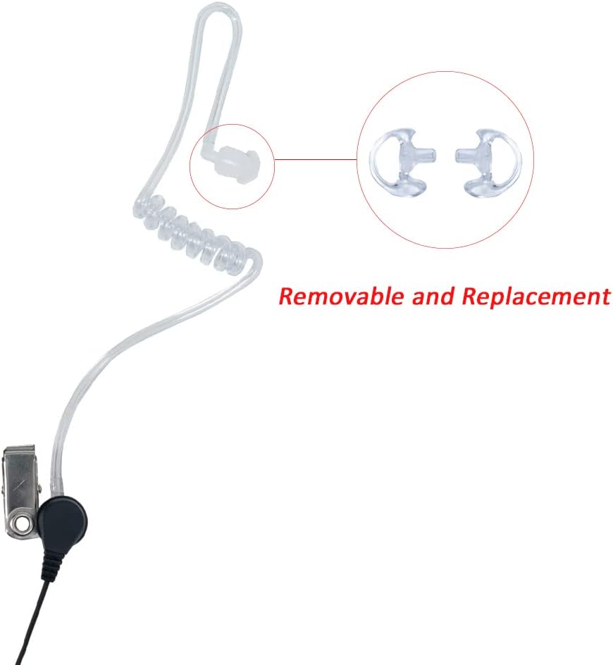 Walkie Talkie Acoustic Tube Earpiece Headset with Mic PTT for Baofeng UV-5R BF-888S 666S 777S Kenwood 2 Way Radio 10 Packs