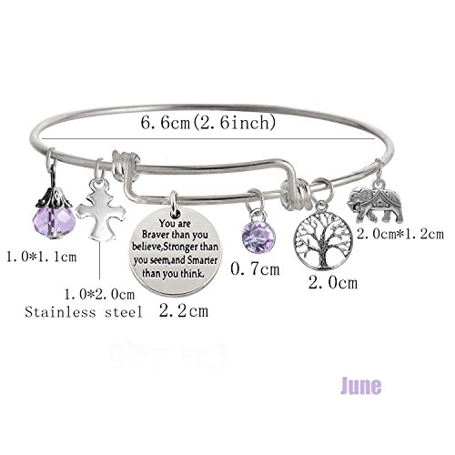 Image of inchYou Are Braver Than You Believe Stronger Than You Seem and Smarter Than You Think Inspirational Bracelet Expandable Bangle for Women