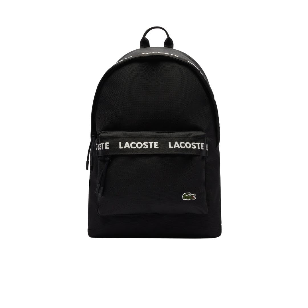 LACOSTE レザー ブラック バックパック Amazon.com | Lacoste Unisex Neocroc Seasonal Backpack, Tape Black