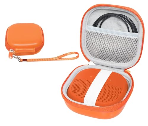 Bright Orange Protective Case for Bose SoundLink Micro Bluetooth Speaker, Best Color and Shape Matching, Featured Secure and Easy Pulling Out Strap Design, Mesh Pocket for Cable and accessorie