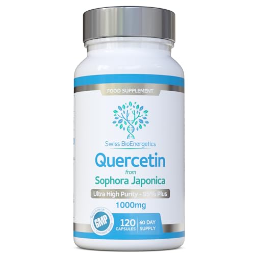 Quercetin 1000mg 60-day supply - No Artificial fillers, binders or flow agents - High Strength Pure Quercetin capsules from Sophora Japonica - Suitable for Vegetarians and Vegans – Exclusively UK Made