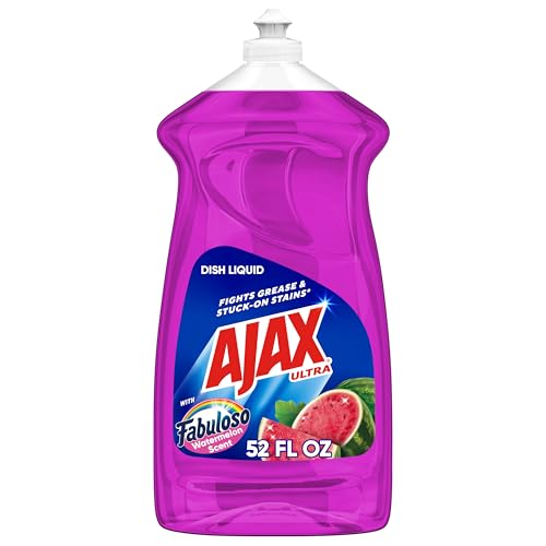 Ajax Ultra Liquid Dish Soap with Fabuloso Watermelon Scent, Fights Grease and Stuck-On Stains, Deep Cleaning Action, 52 fl oz Bottle