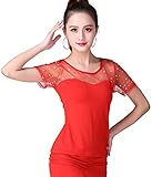 ZLTdream Belly Waltz Rumba Cha Cha Ballroom Dance Short Sleeve Top