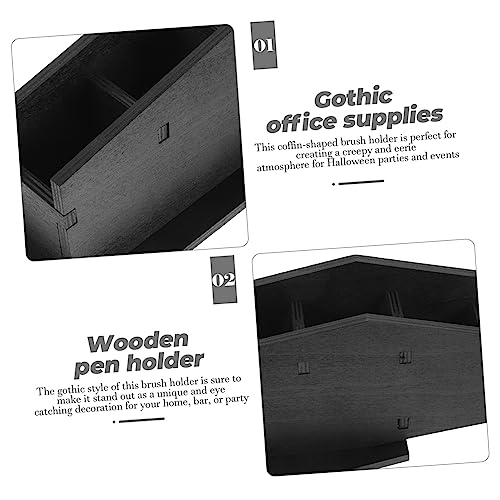 Pot à crayons accessoires de bureau gothiques en bois pour offrir